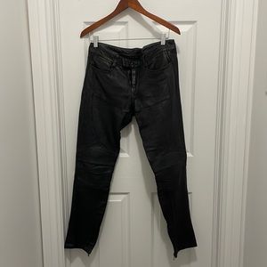 Women's black leather All Saints moto pants. Waist size 29.